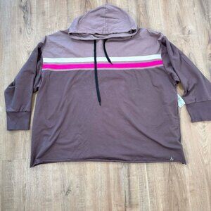 NWT Torrid Everyday Fleece Raw Hem Colorblock Active Hoodie Brown Pink 4X